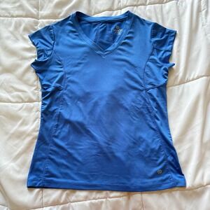 Etonic Womens Blue V-Neck Short Sleeve Activewear Performance Top Small Running